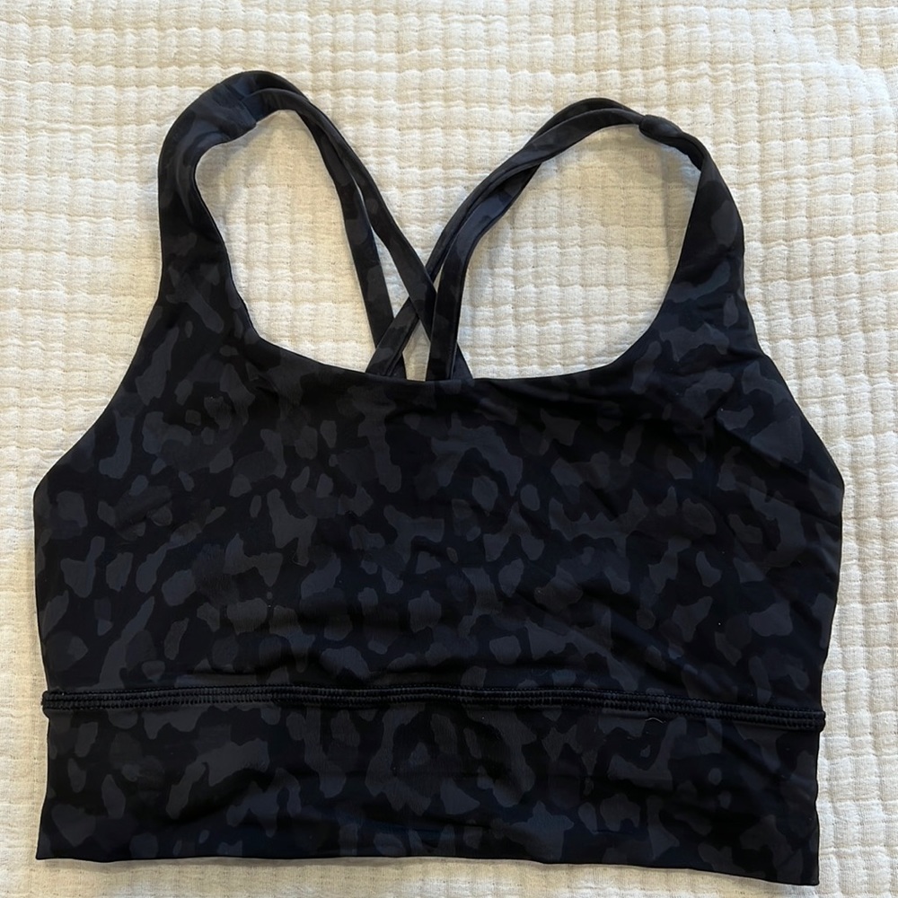 Lululemon Black & Grey Cheetah Print Sports Bra